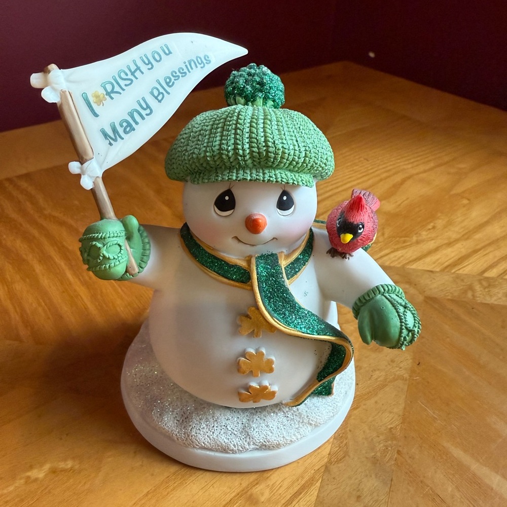 I-rish You Many Blessings Precious Moments Snowman Christmas Figurine Decor